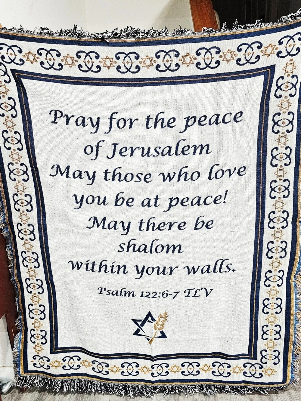Jewish Voice Ministry~Pray for Peace of Jerusalem Tapestry Afgan~Psalm 122:6-7